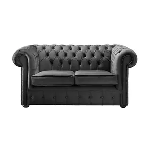 Chesterfield 2 Seater Fabric Malta Slate 05 Sofa