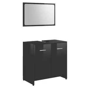 Berkfield Bathroom Furniture Set High Gloss Black Engineered Wood