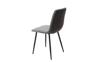 PAIR of Grey straight stitch Aspen dining chairs, black tapered legs