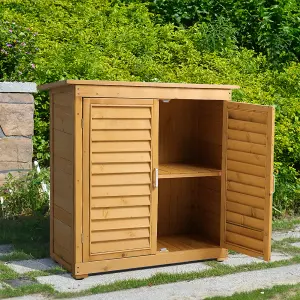 2 x 3 ft Wooden Garden Storage Cabinet Shed Box Organizer Pent Roof with 2 Tier Storage Shelf