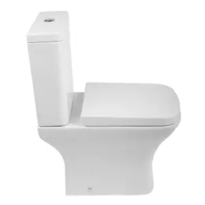 SunDaze White Curved Close Coupled Toilet with Soft Close Seat Modern Bathroom WC