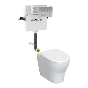 Geberit Selnova Back-to-Wall 4-in-1 Cistern, Flush Plate, Selnova Rimless Pan & Soft Close Seat Pack