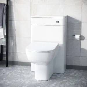 Modern 500mm Back To Wall WC Toilet Unit Gloss White Space Saving