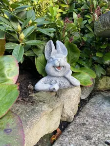 Cute Half Bunny stone garden ornament