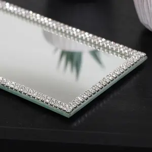 Melody Maison Rectangle Jewelled Mirrored Display Plate Tray