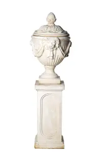 White Stone Royal Garden Urn with Plinth