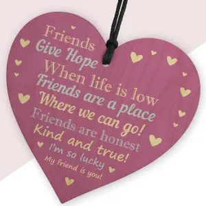 Red Ocean Best Friend Present For Women Friendship Gift Birthday Thinking of You Wooden Heart Hanging Plaque