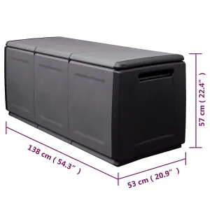 Berkfield Garden Storage Box 138x53x57 cm 330 L Dark Grey and Black