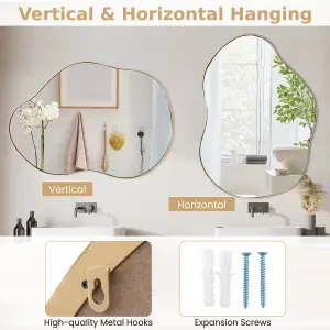 Costway Irregular Wall Mirror W/ Metal Frame Bathroom Asymmetrical Mirror Decorative Vanity Mirror