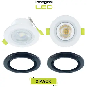 Smart Alexa Fire Rated LED Downlights: IP65 600LM 5W 2700K to 6500K Dimmable - Black (2 Pack)