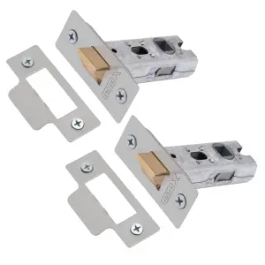 XFORT 2 Pack 65mm Satin Chrome Tubular Latch, Mortice Door Latch