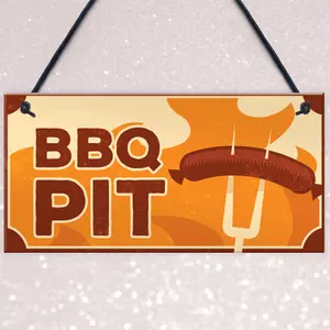 BBQ Pit Sign Novelty Garden Summerhouse Man Cave Sign Home Gift For Men