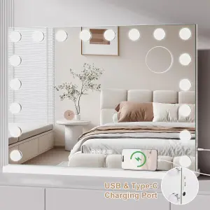 Vanity Mirror with Lights and Bluetooth Speaker, 80cm x 60cm