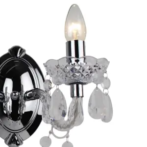 First Choice Lighting Marie Therese Clear Chrome 2 Light Wall Light