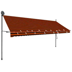 Berkfield Manual Retractable Awning with LED 400 cm Orange and Brown