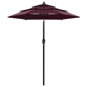 Berkfield 3-Tier Parasol with Aluminium Pole Bordeaux Red 2 m