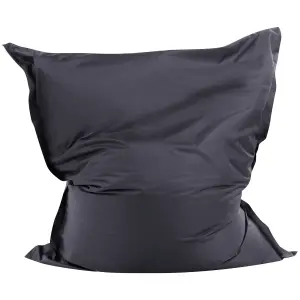 Beliani Retro Large Bean Bag Black FUZZY