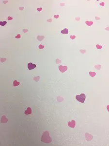 Love Hearts Glitter Wallpaper Textured Vinyl White Pink Purple Paste The Wall