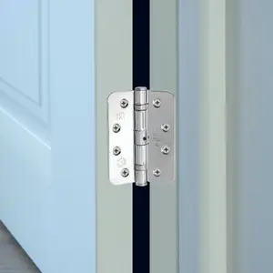 EAI - 4" Door Hinges & Screws G11 FD30/60  - 102x76x2.7mm Radius Corners - Polished Chrome