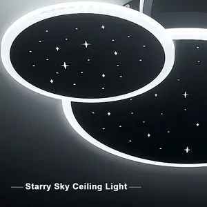 3 Circles Classic Black Finish Starry Sky LED Ceiling Light in White Light for Living Room Dining Room