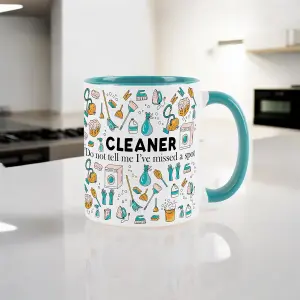 Cleaner Mug - Humorous Cleaning Themed Novelty Gifts - Tea/Coffee Hot Drinks Blue Ceramic Cup Present