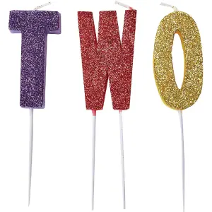 Amscan 2 Happy Birthday Candles (Pack of 3) Purple/Red/Gold (One Size)