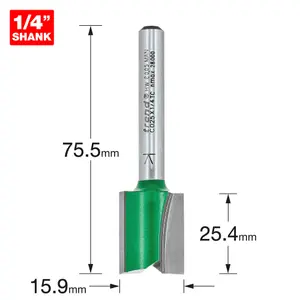 Trend C025X1/4TC 1/4" Two Flute TCT Cutter 15.9mm x 19.1mm Carbide Router Bit