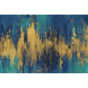 Blue And Gold Abstract Crop by Danhui Nai - Wrapped Canvas Painting Wrapped Canvas / 55cm H x 80cm W x 2.3cm D