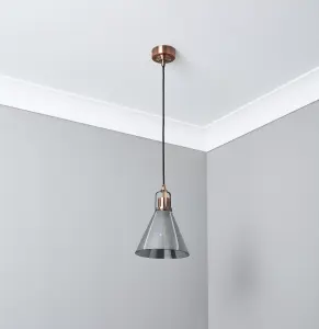 Inlight Dafyd Cone Antique copper effect LED Pendant ceiling light, (Dia)205mm