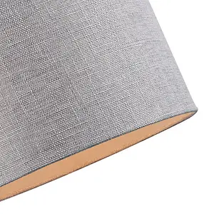 Modern and Sleek 12 Inch Light Grey Linen Fabric Drum Lamp Shade 60w Maximum