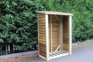 Heavy Duty Log Store - Outdoor Firewood Wooden Garden Timber Log Store - L60 x W120 x H180 cm - Minimal Assembly Required