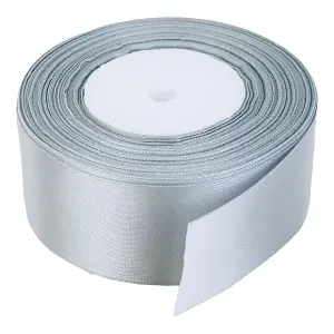 40mm Silver Double Sided Satin Polyester Ribbon Roll, 25 metres