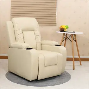 Cream Leather Oscar Push Back Recliner Armchair | Push | Furniture Online