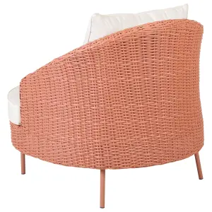 Garden Armchair with Ottoman ARCILLE PE Rattan Peach Pink