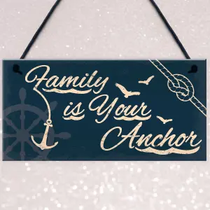 Red Ocean Seaside Family Is Your Anchor Shabby Chic Hanging Plaque Nautical Theme Bathroom/Kitchen Decor Gift Accessory