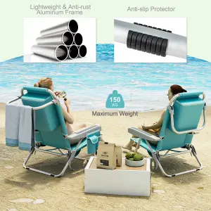 Costway Folding Backpack Beach Chair Outdoor Aluminum Lay Flat Camping Chair