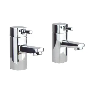 Nes Home Newport Square Bathroom Basin Hot & Cold Tap & Waste Chrome