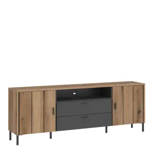 Arundel TV Cabinet 2 Door 2 Drawer 173cm Wide in Oak/Grey