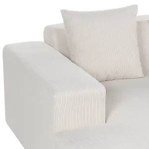 Corner Sofa LUNGO Off-White Corduroy Right Hand