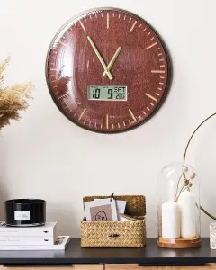 Beliani Retro Wall Clock BRUGG Golden Brown