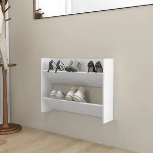 Berkfield Wall Shoe Cabinet White 80x18x60 cm Engineered Wood