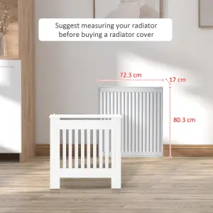 HOMCOM Radiator Cover Wooden Cabinet Vertical Slatted Vent MDF White Home