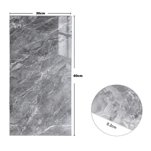 Dark Grey PVC 10 Pack Self-Adhesive Waterproof Easy Peel-and-Stick Installation Marble Tile Stickers 60x30cm