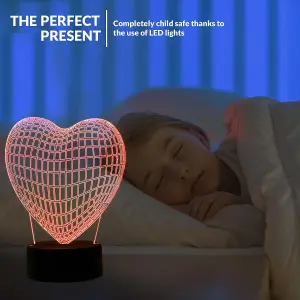 Aquarius LED 3D Colour Changing Hologram Night Light and Desk Lamp - Heart