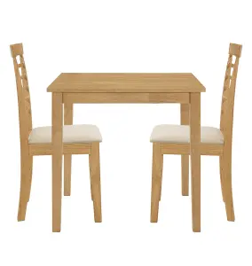 Hallowood Furniture Ledbury Small Dining Table with 2 Chairs in Light Oak Finish