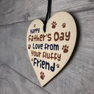 Funny Fathers Day Gift From Dog Furry Friend Wood Heart Dad Gift From Pet