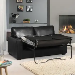 Lauderdale Bonded Leather 3 Seat Sofa with Pull Out Sofa Bed - Black