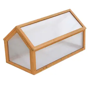 Wooden Outdoor Cold Frame Grow House Polycarbonate Shelter for Garden Vegetables & Plants