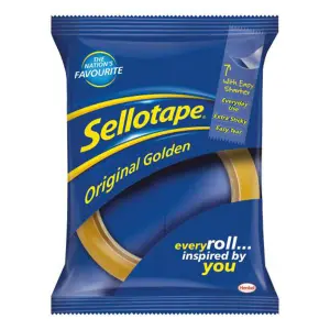 Sellotape Original Golden Multi-Purpose Easy-to-Use Clear Tape, 24mmx66m, 12 Pack