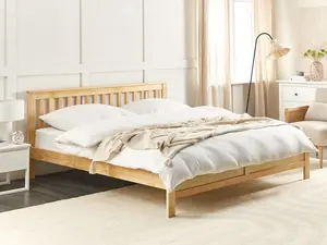 Wooden EU King Size Bed Light Natural Wood MAYENNE